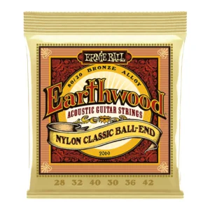ENCORDAMENTO ERNIE BALL - 028-042 P/ VIOLAO NYLON EARTHWOOD 80/20 BRONZE CLEAR/GOLD C/ BOLINHA P02069